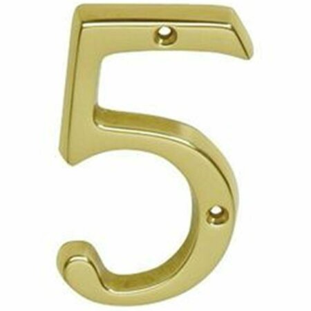 BRASS ACCENTS 6 in. Raised Numeral of No.5, Polished Brass I07-N5550-605